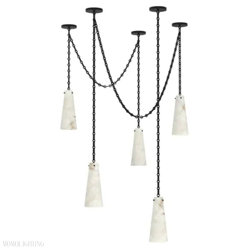 Luccas Contemporary Alabaster 5-Light Chandelier