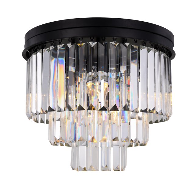 Modern Tiered Flush Mount Crystal Chandelier-MEET LIGHTING