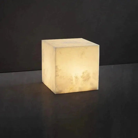 Alabaster Cubic Table Lamp Desk Light 11.8" W   Table Lamp [product_tags] Fabtiko