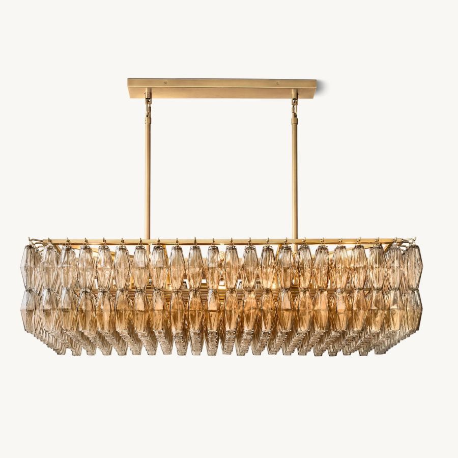 Chara Flushmount Rectangle Chandelier-MEET LIGHTING