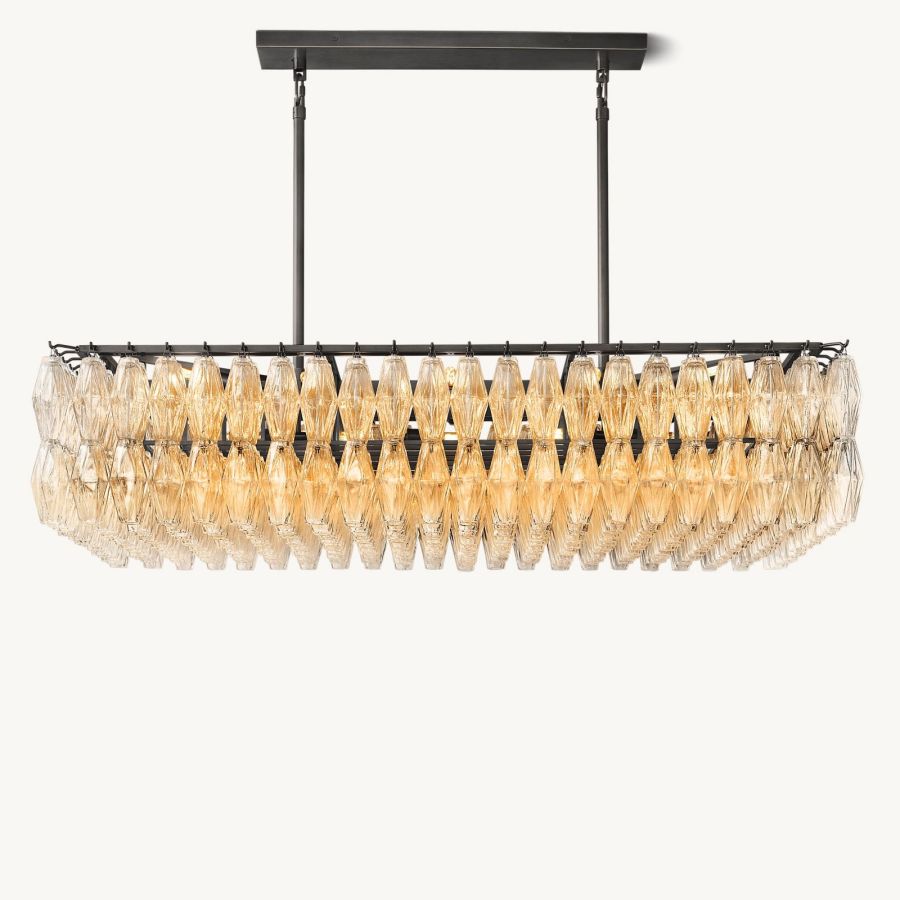 Chara Flushmount Rectangle Chandelier-MEET LIGHTING
