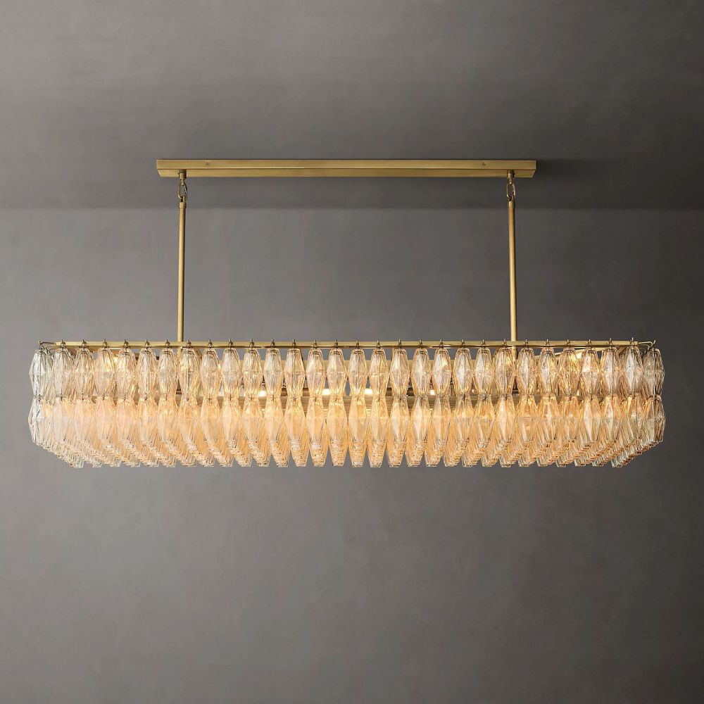 Chara Flushmount Rectangle Chandelier-MEET LIGHTING