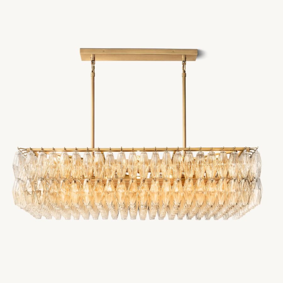 Chara Flushmount Rectangle Chandelier-MEET LIGHTING