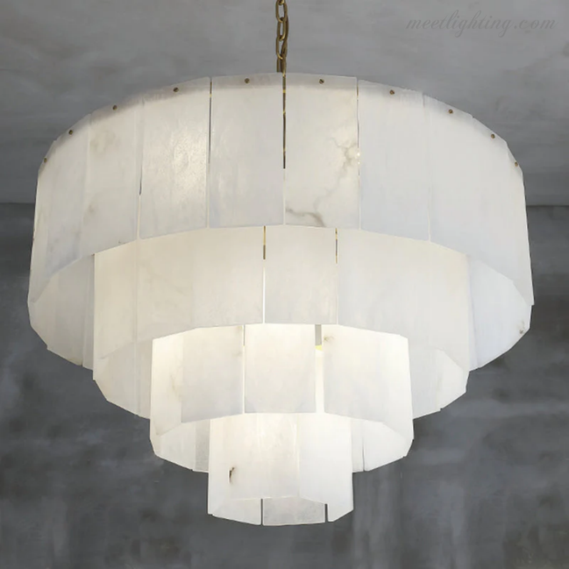 Theseus Alabaster Lorry Modern Multi-Layer Round Chandelier 31"-MEET LIGHTING