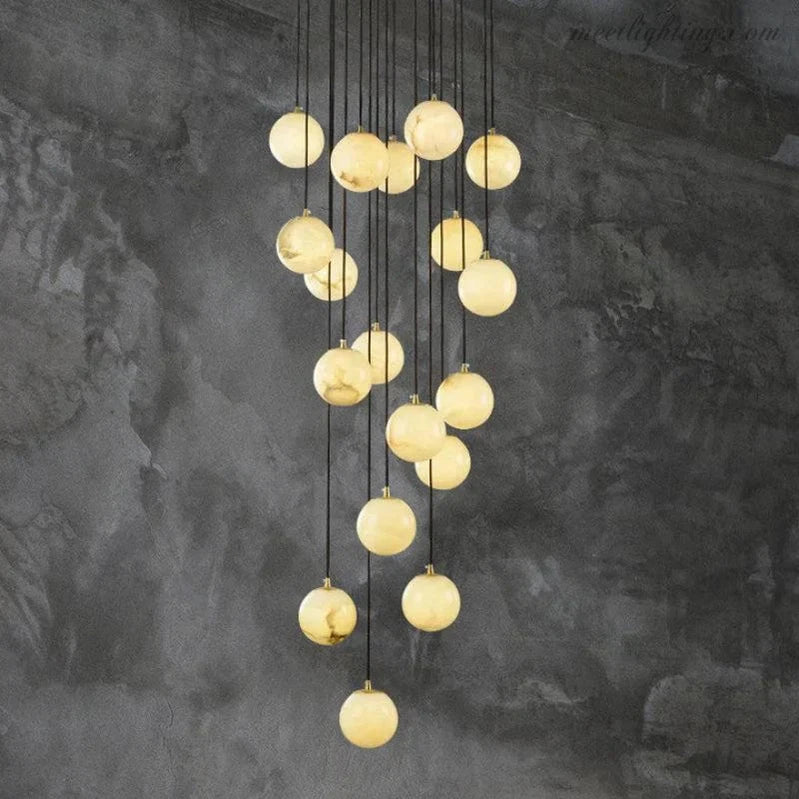 Theseus Alabaster Marble Global Wave Chandelier-Meet Lighting