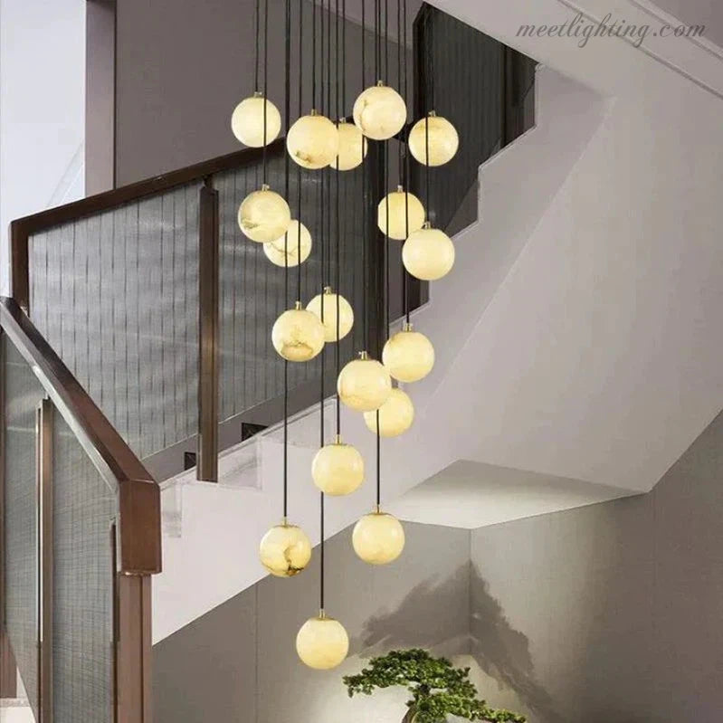 Theseus Alabaster Marble Global Wave Chandelier-Meet Lighting