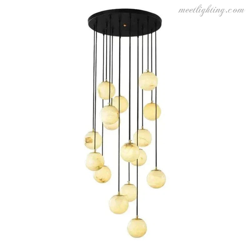 Theseus Alabaster Marble Global Wave Chandelier-Meet Lighting