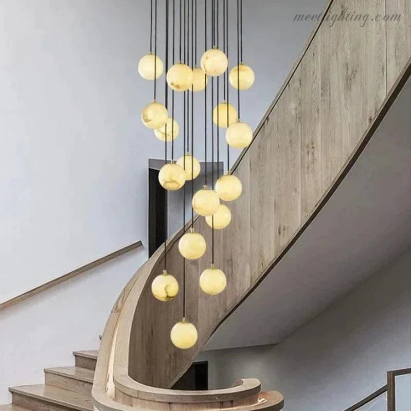 Theseus Alabaster Marble Global Wave Chandelier-Meet Lighting