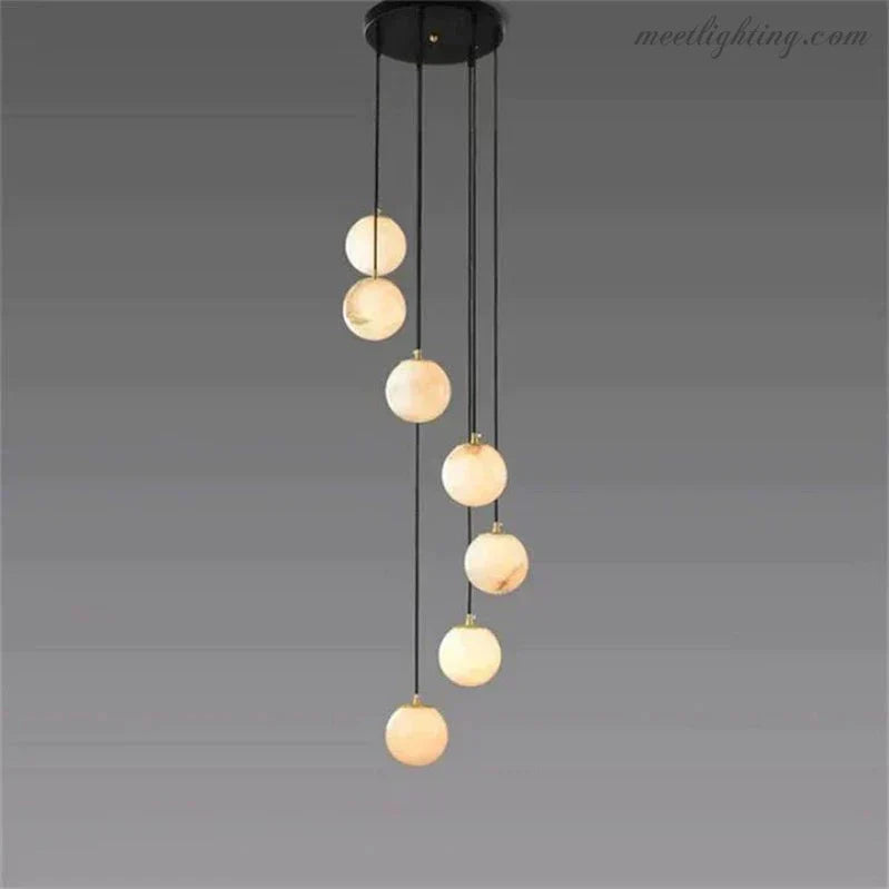 Theseus Alabaster Marble Global Wave Chandelier-MEET LIGHTING