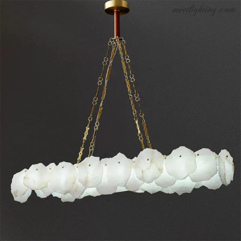 Theseus Alabaster Marble Modern Snowflake Linear Chandelier 47'' 62''-MEET LIGHTING