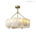 Theseus Alabaster Marble Modern Snowflake Round Chandelier-MEET LIGHTING