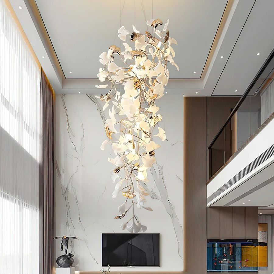 Tight Spiral Ginkgo Leaf Chandelier-MEET LIGHTING
