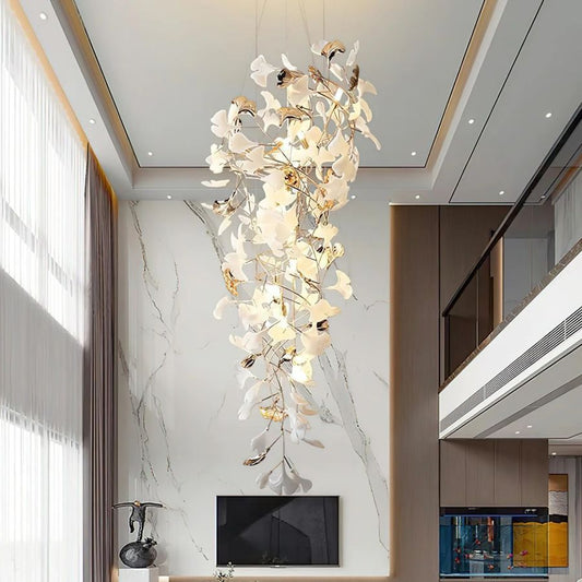 Tight Spiral Ginkgo Leaf Chandelier