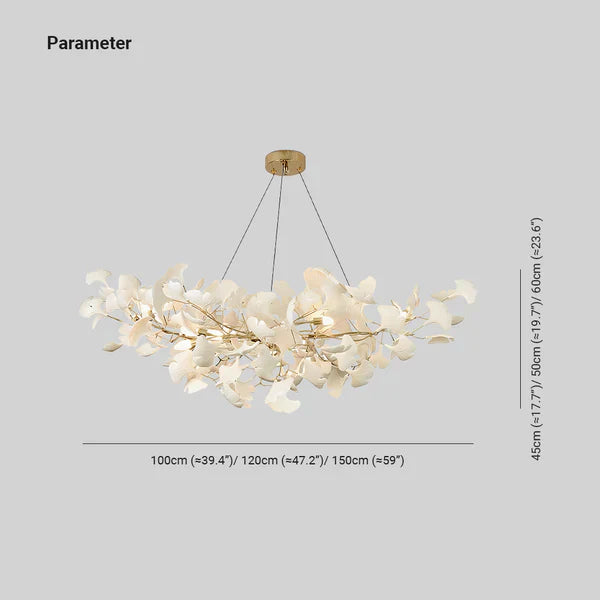 Modern Luxury Linear Ginkgo Ceramic Chandelier for Dining Room/Kitchen Island-MEET LIGHTING