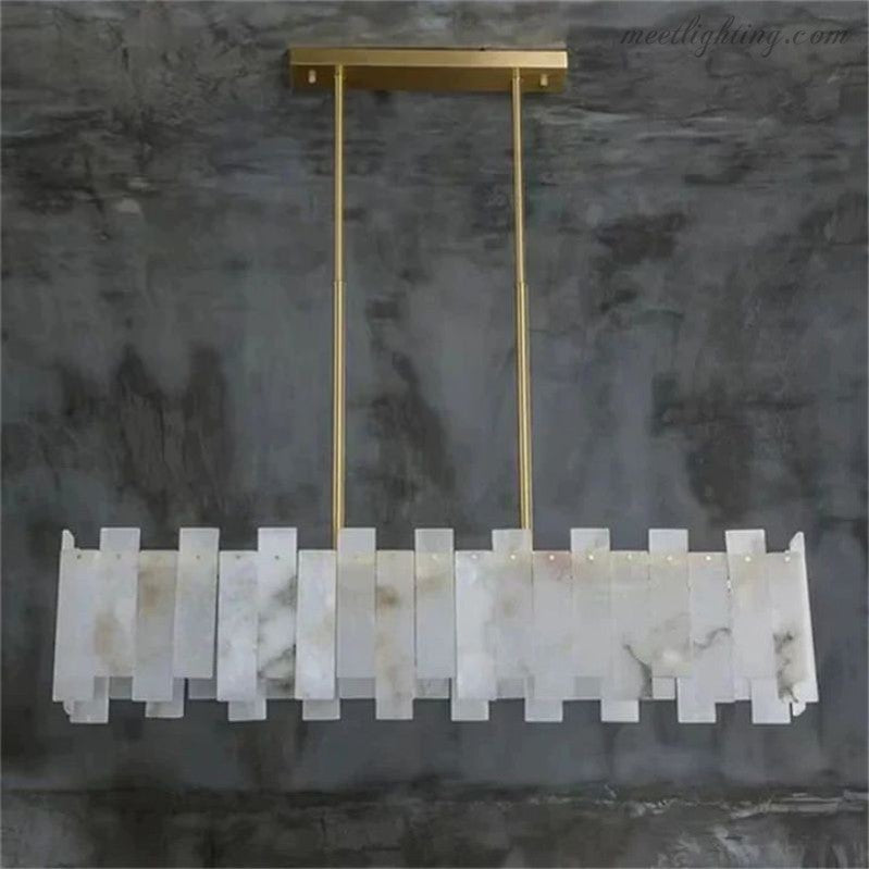 Venu Alabaster Linear Chandelier 39"-MEET LIGHTING