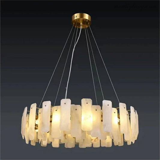 Venu Alabaster Round Chandelier-Meet Lighting