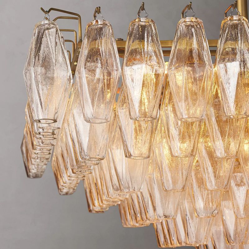 Chiaray Clear Glass Tiered Rectangular Chandelier 54''