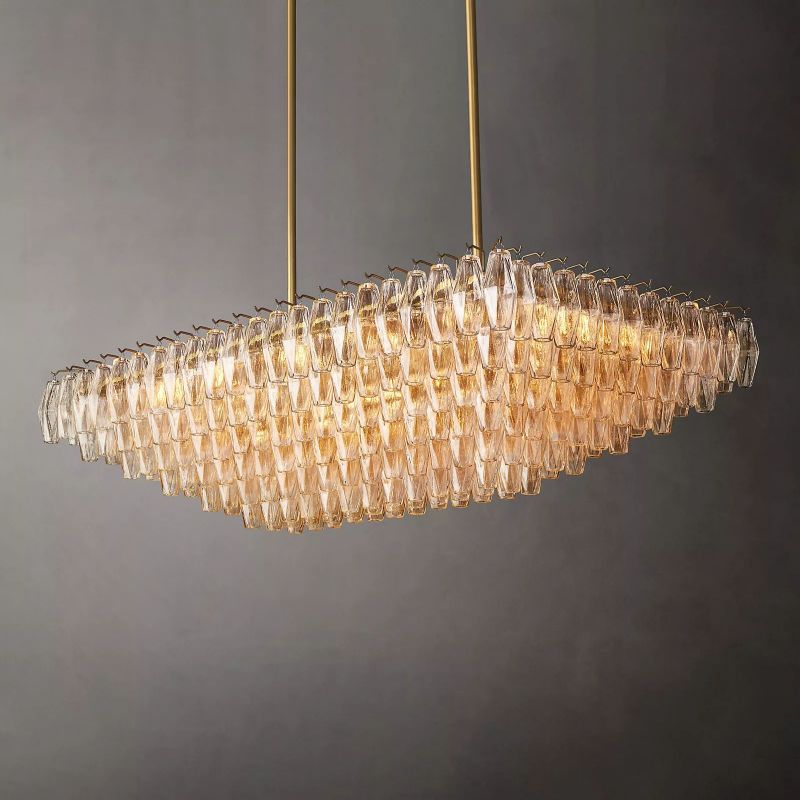 Chiaray Clear Glass Tiered Rectangular Chandelier 54''