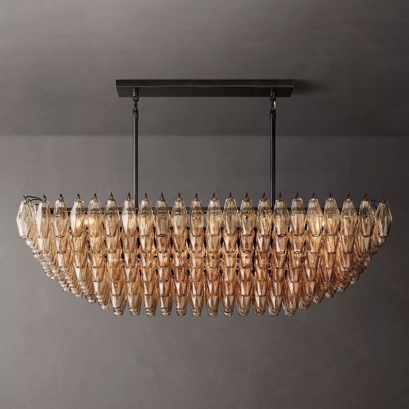 Chiaray Smoke Glass Tiered Rectangular Chandelier 54''