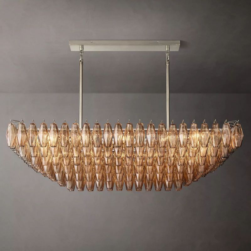 Chiaray Smoke Glass Tiered Rectangular Chandelier 54''