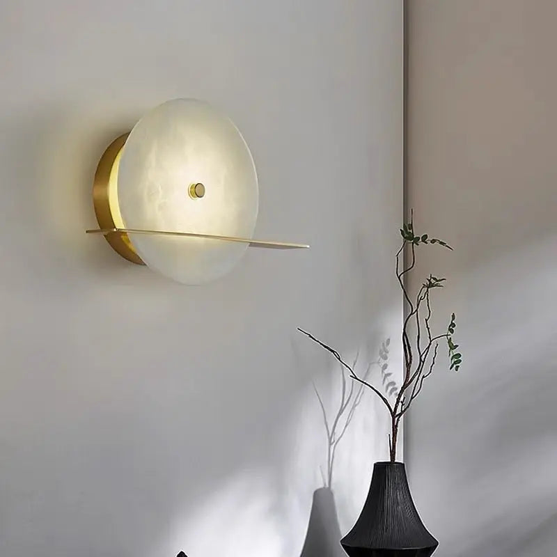 Alabaster Round Wall Sconce Lighting    Wall Sconce [product_tags] Fabtiko