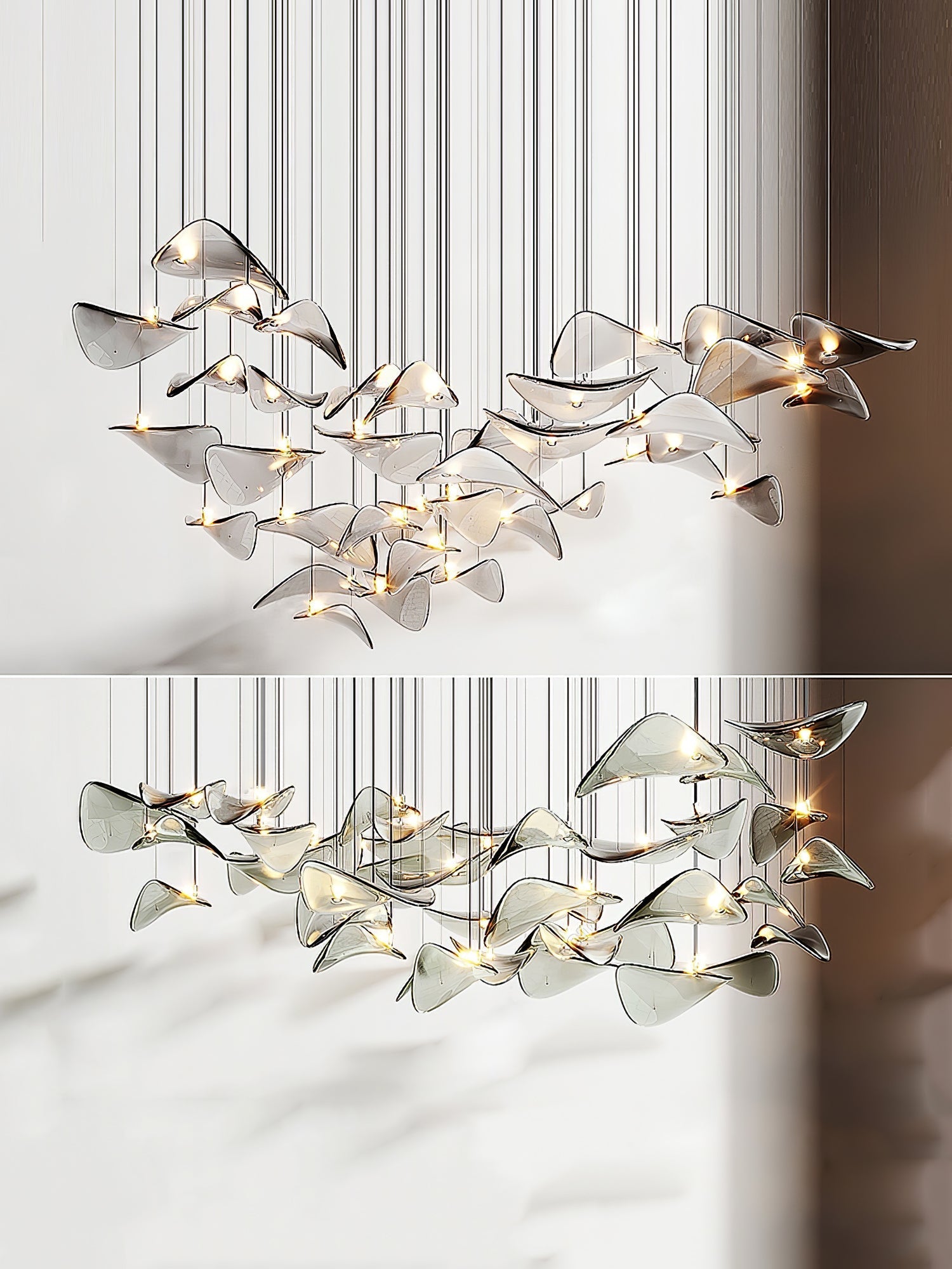 Wave Floating Leaf Chandelier-Meet Lighting