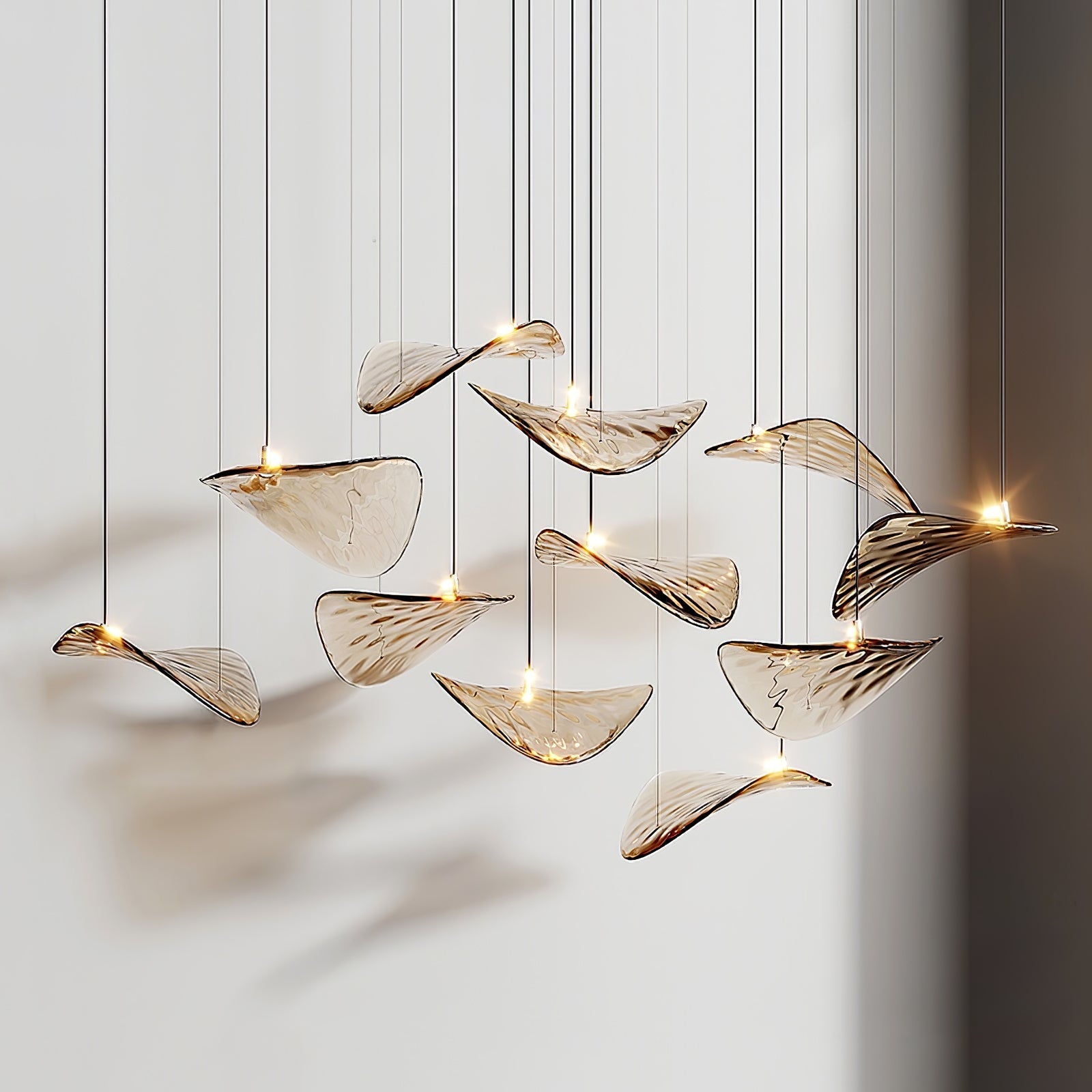 Wave Floating Leaf Chandelier-Meet Lighting