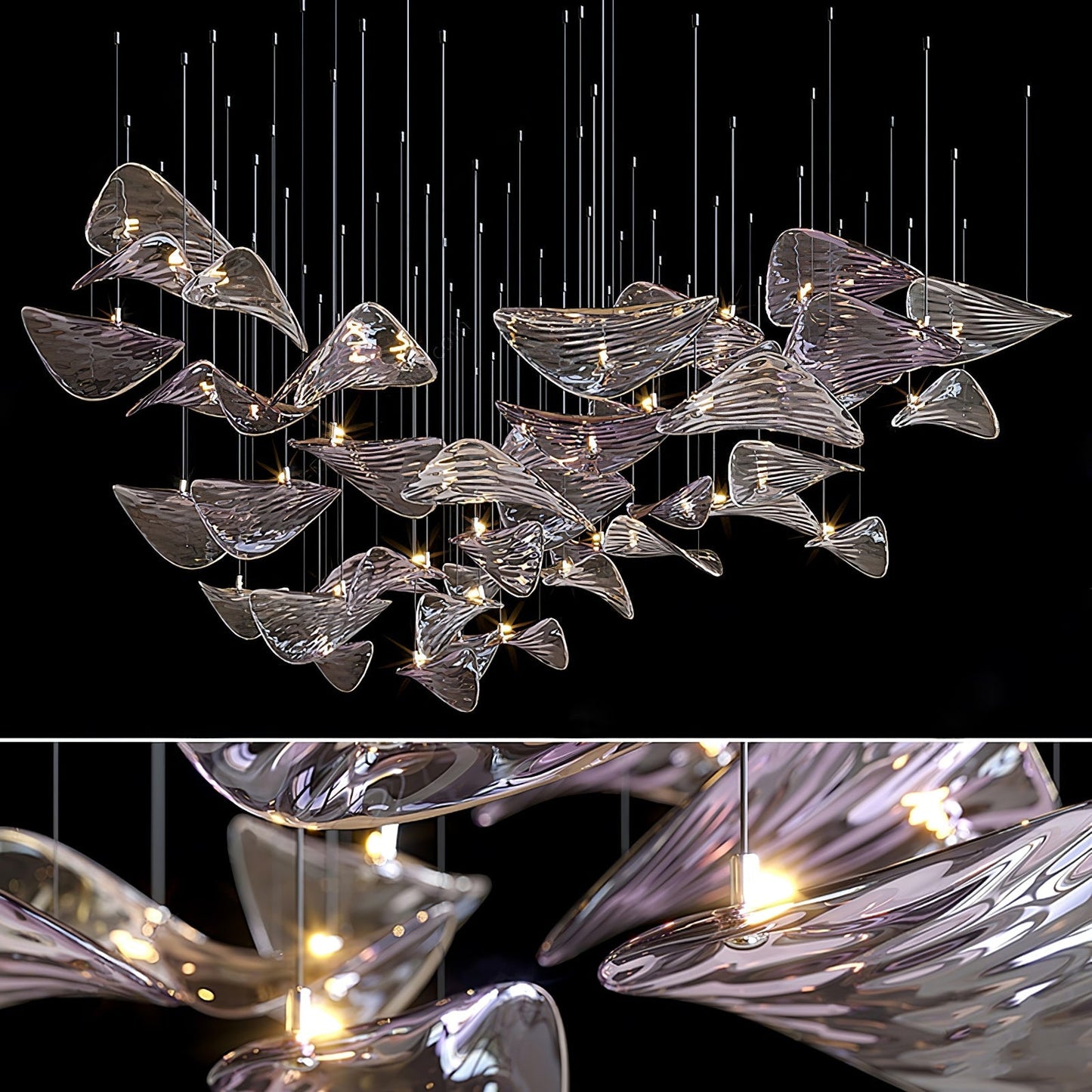 Wave Floating Leaf Chandelier-Meet Lighting