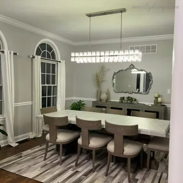 Arcachon Crystal Rectangular Chandelier 54"-MEET LIGHTING