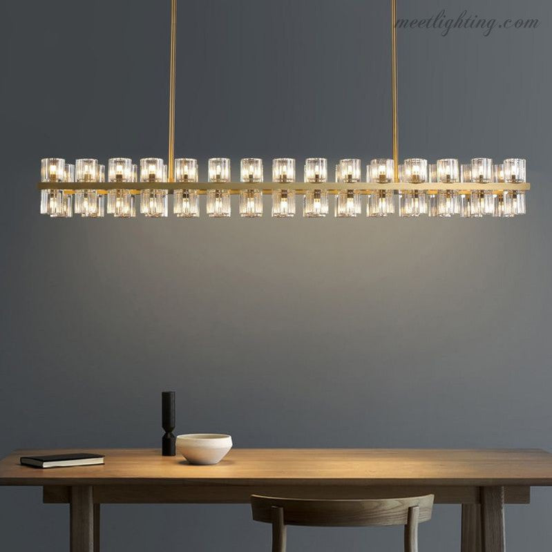 Arcachon Crystal Rectangular Chandelier 54"-MEET LIGHTING