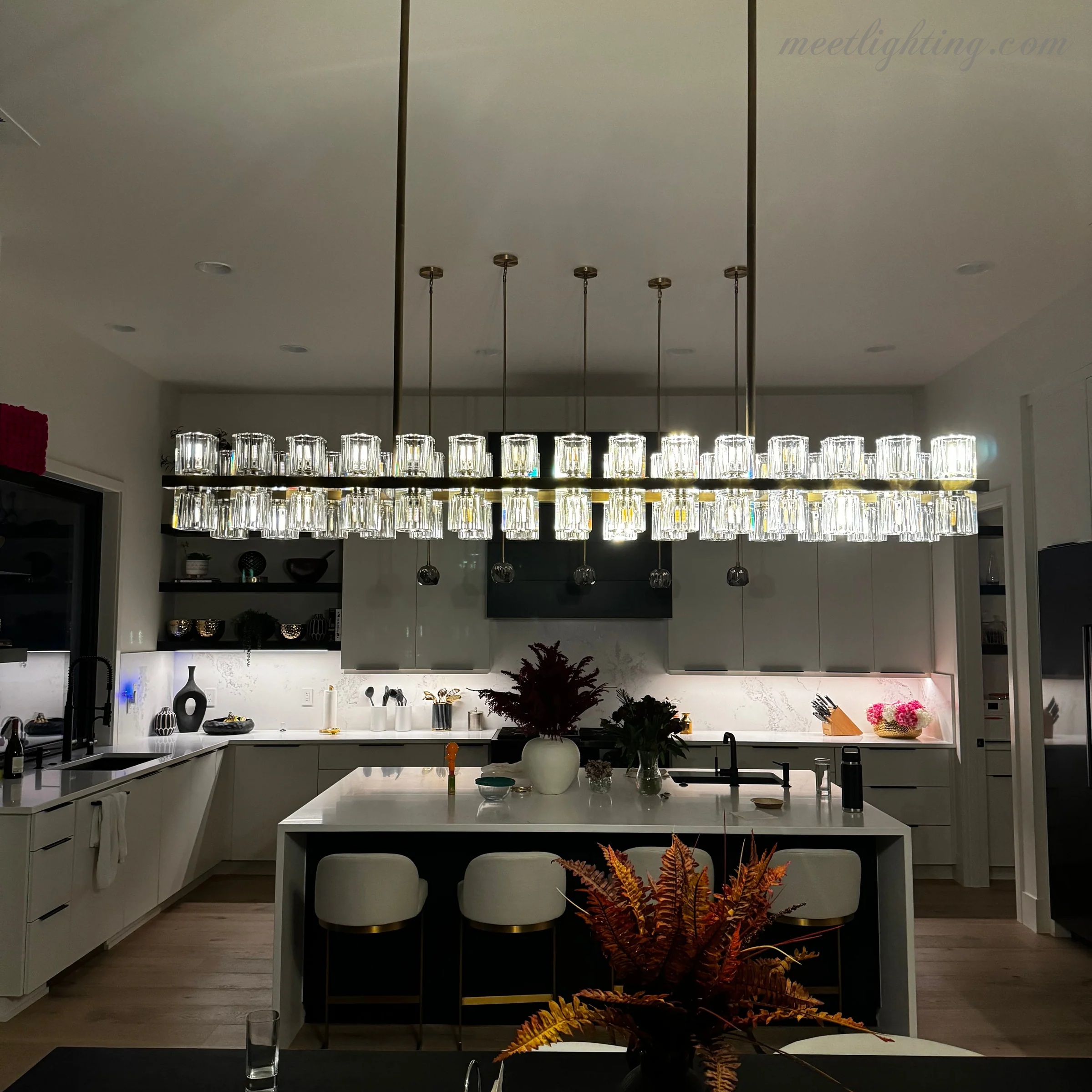 Arcachon Crystal Rectangular Chandelier 72"-MEET LIGHTING