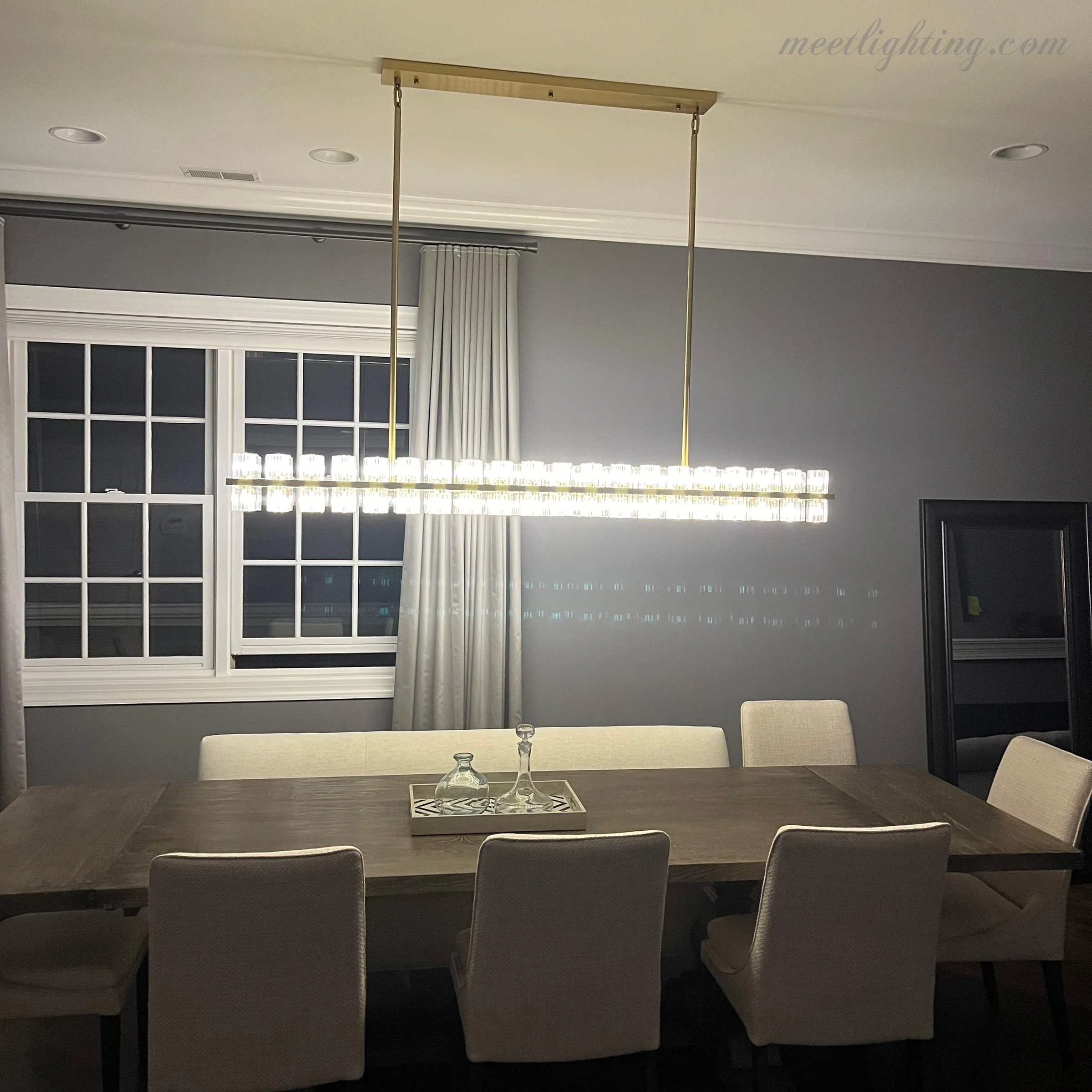 Arcachon Crystal Rectangular Chandelier 72"-MEET LIGHTING