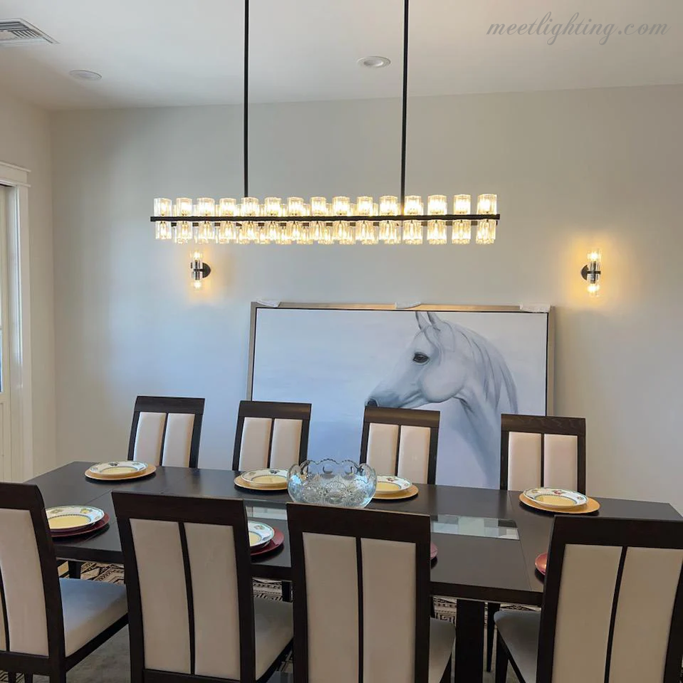 Arcachon Crystal Rectangular Chandelier 72"-MEET LIGHTING