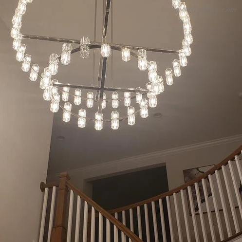 Arcachon Crystal Shade Two-Tier Round Chandelier 60"-MEET LIGHTING