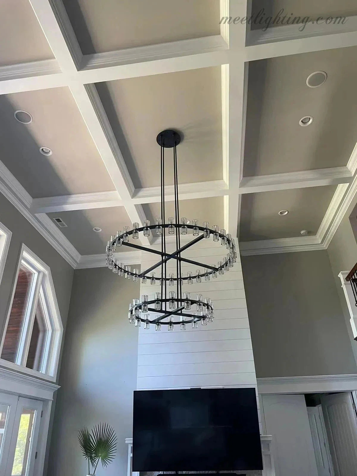 Arcachon Crystal Shade Two-Tier Round Chandelier 60"-MEET LIGHTING