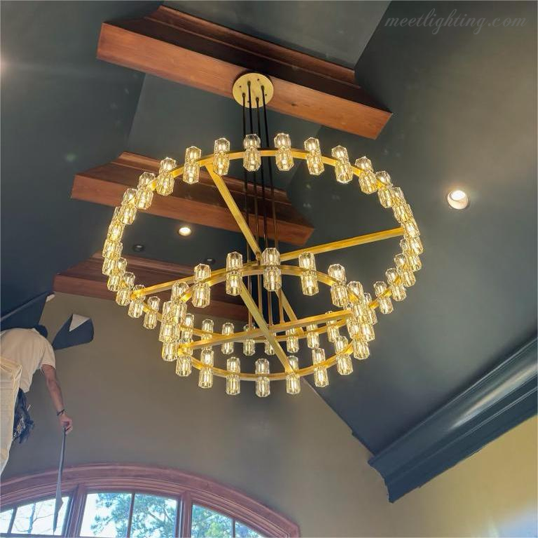 Arcachon Crystal Shade Two-Tier Round Chandelier 60"-MEET LIGHTING