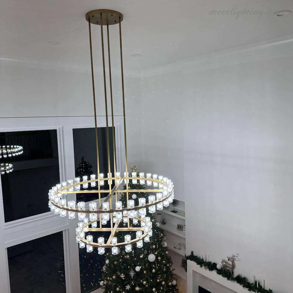 Arcachon Crystal Shade Two-Tier Round Chandelier 60"-MEET LIGHTING