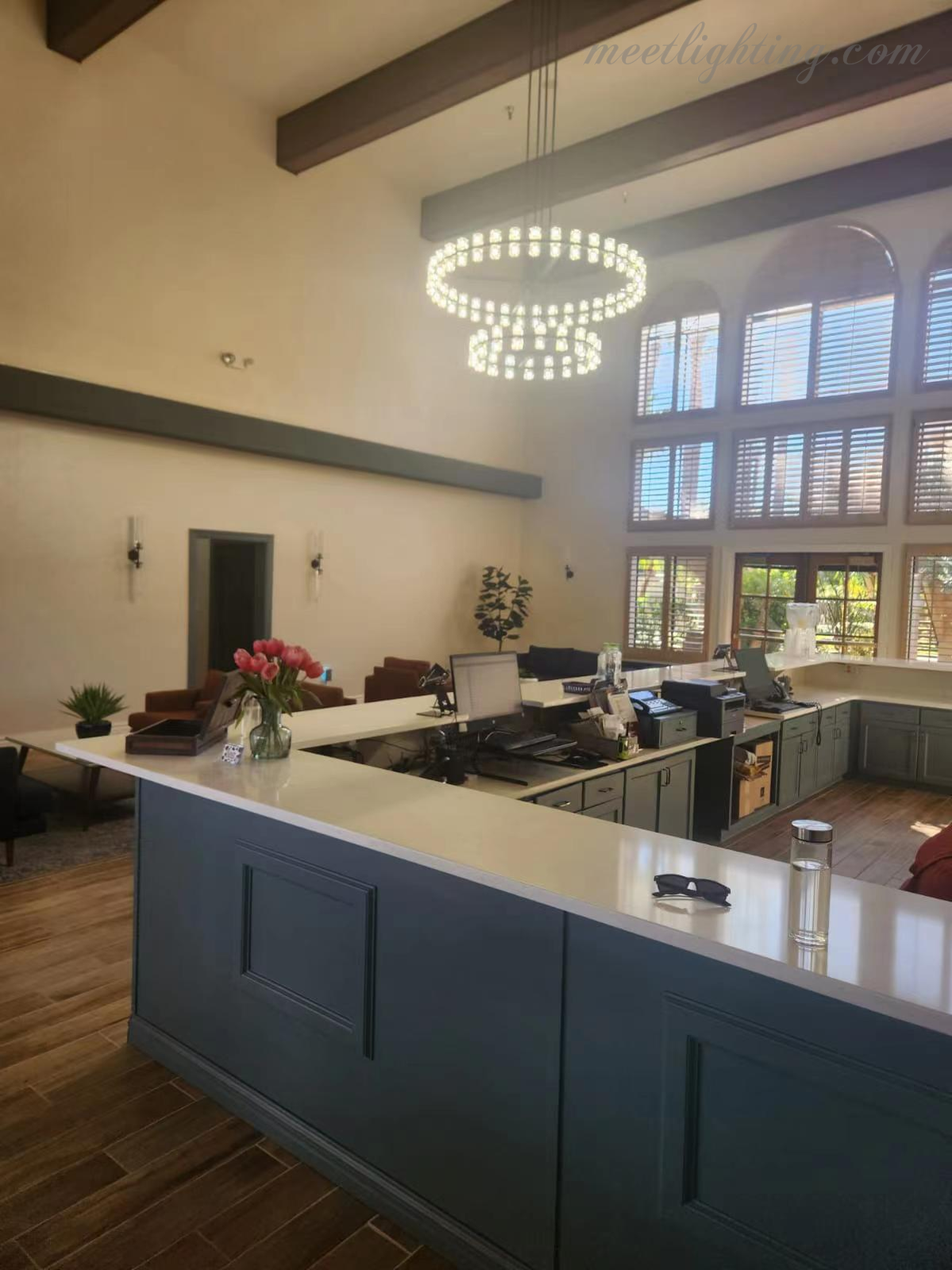 Arcachon Crystal Shade Two-Tier Round Chandelier 60"-MEET LIGHTING