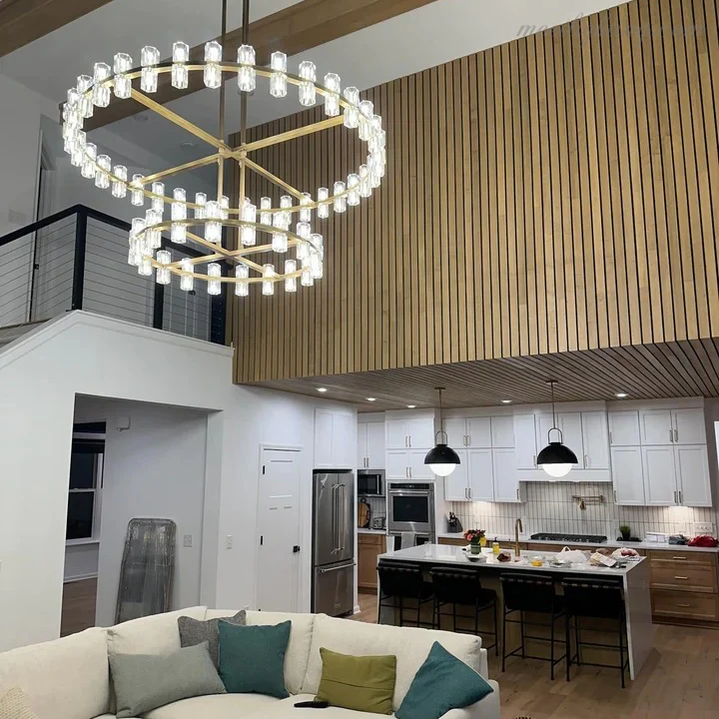 Arcachon Crystal Shade Two-Tier Round Chandelier 60"-MEET LIGHTING