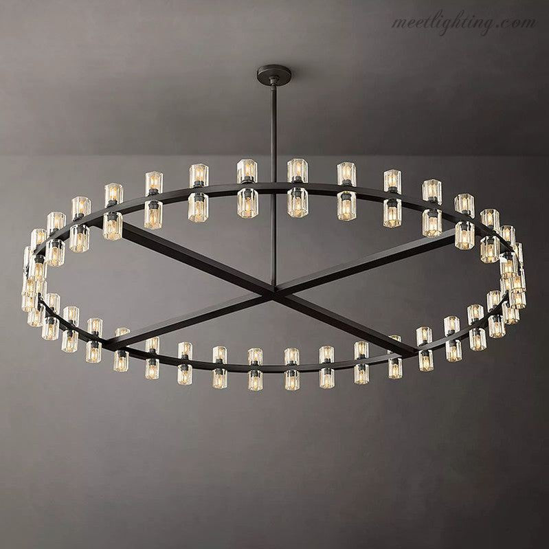 Arcachon Crystal Shades Round Chandelier 60"-MEET LIGHTING