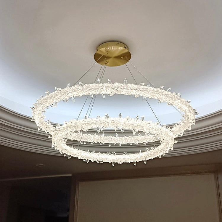Modern 3-Ring Halo Crystal Chandelier for Living Room/Bedroom-MEET LIGHTING