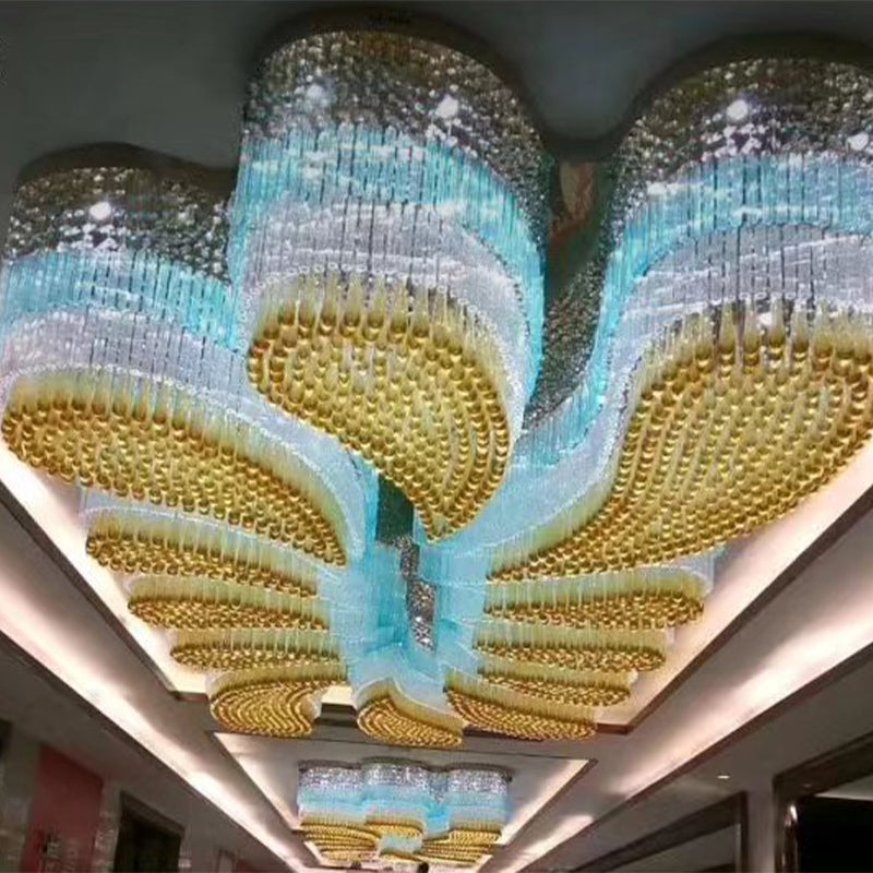 Custom Extra Large Flush Mount Floral Crystal Chandelier for Hotel/Restaurant/Villa-MEET LIGHTING
