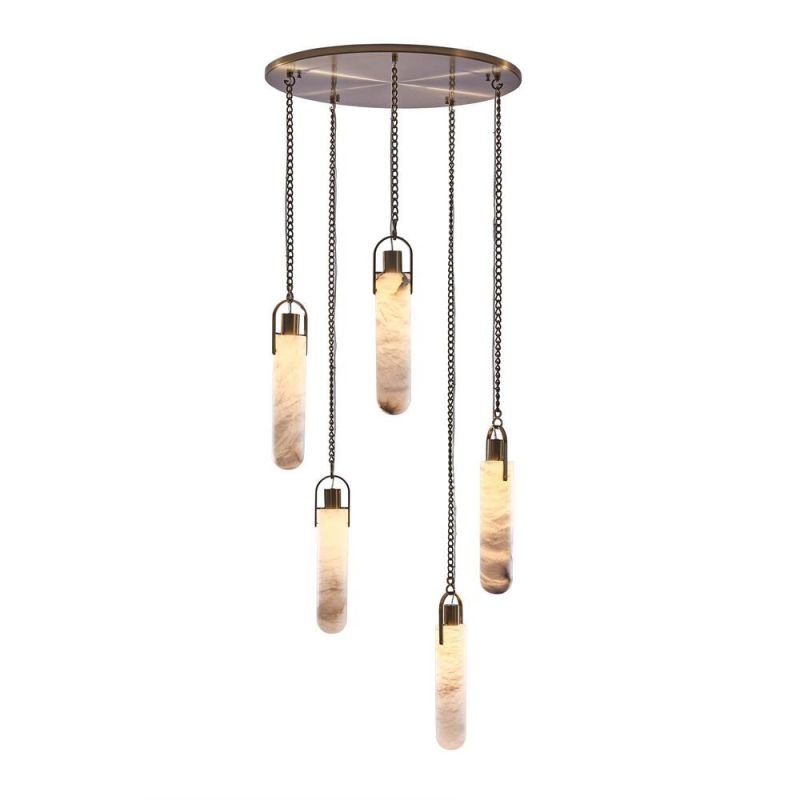 Alabaster Flint Additions Multi Light Pendant, Round Chandelier For staircase, Hallway - Blushlighting