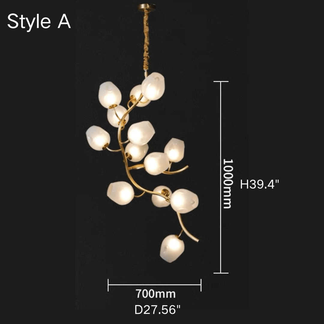 Artistic Glass Lampshade Chandelier with Branches Design for High Ceilings - Style A/13 Lights/D27.56"*H39.4"(D70cm*H100cm)Warm Light Meet Lighting