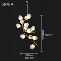 Artistic Glass Lampshade Chandelier with Branches Design for High Ceilings - Style A/13 Lights/D27.56"*H39.4"(D70cm*H100cm)Warm Light Meet Lighting