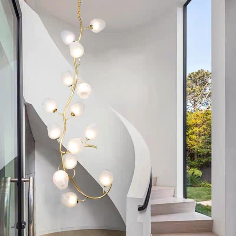 Artistic Glass Lampshade Chandelier with Branches Design for High Ceilings - Style A/13 Lights/D27.56"*H39.4"(D70cm*H100cm)Warm Light Meet Lighting