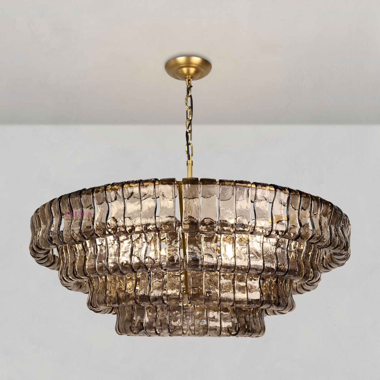 Art Glass Ghiaccio Round Chandelier 36" 48" 60"