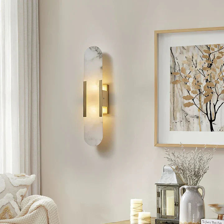 Modern Melange Elongated Alabaster Linear Wall Sconce