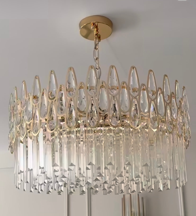 Modern Round/Rectangular Raindrop Crystal Chandelier for Low-ceiling-MEET LIGHTING
