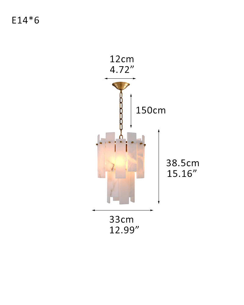 7-light 2-tier Alabaster marble Round Chandelier 13" with adjustable chain 150cm